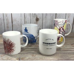 Starbucks Ceramic Coffee Mugs Cups Lot Of 4 Washington 1994, 12oz, 14oz, 16oz